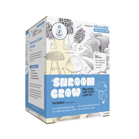 Miracle Led 1-Socket Indoor Mushroom Growing Kit- 1 Full Spec. Replace 150W LED Grow Bulbs w/ Timer, 2PK 802339